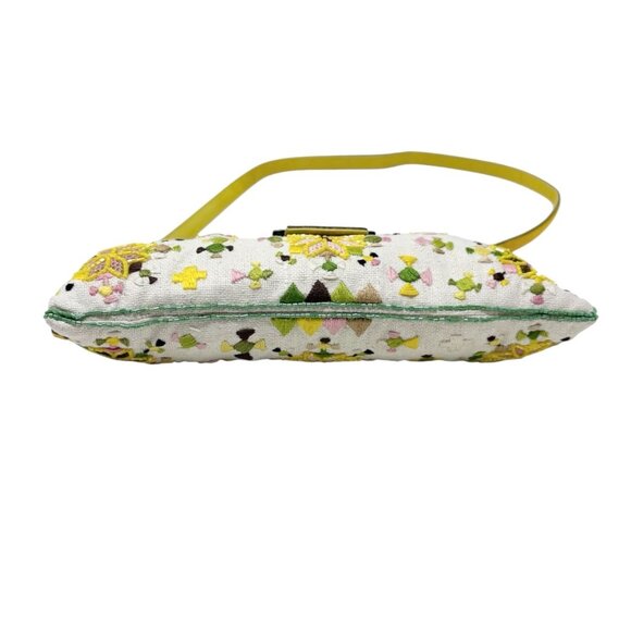 FENDI Vintage FF Beads Mamma Baguette Crossbody Bag Flower Embroidery [106448] - Picture 9 of 16